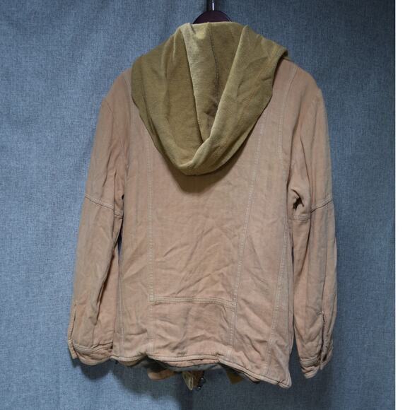 Free People Hooded Utility Jacket Tan Washed Cotton Size M - Picture 4 of 4